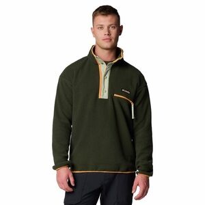 Columbia M's Helvetia II Fleece Shirt Forest Green Half Pullover Orange Zip Med